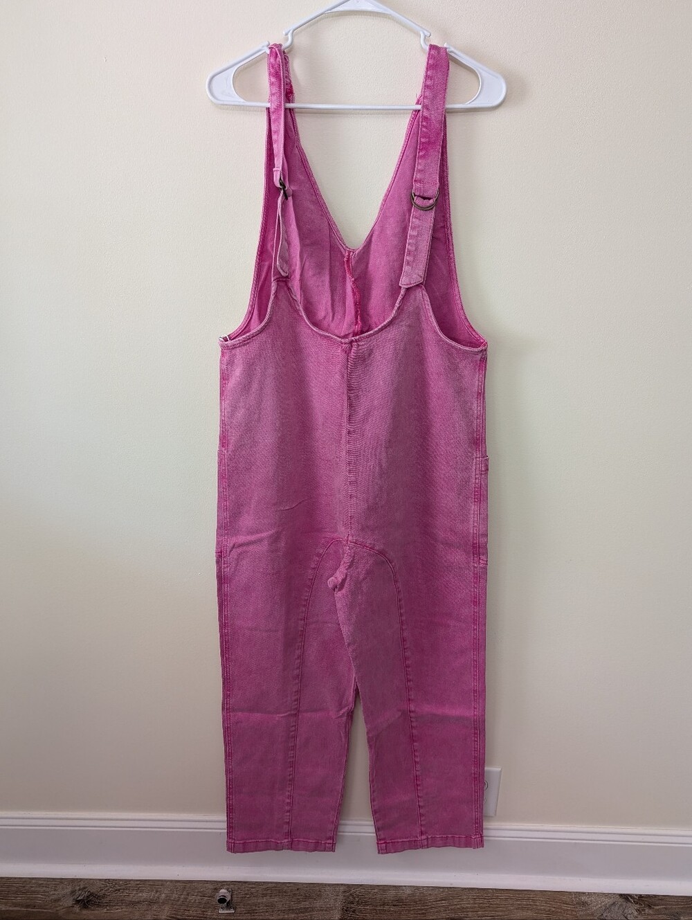 Zenana Women's Pink Casual Adjustable Straps Baggy Jumpsuit W/Pockets Sz Small - Picture 5 of 15